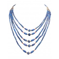 Handmade Tibetan Necklace Lapis Lazuli Coral Gemstone 925 Sterling Silver - E
